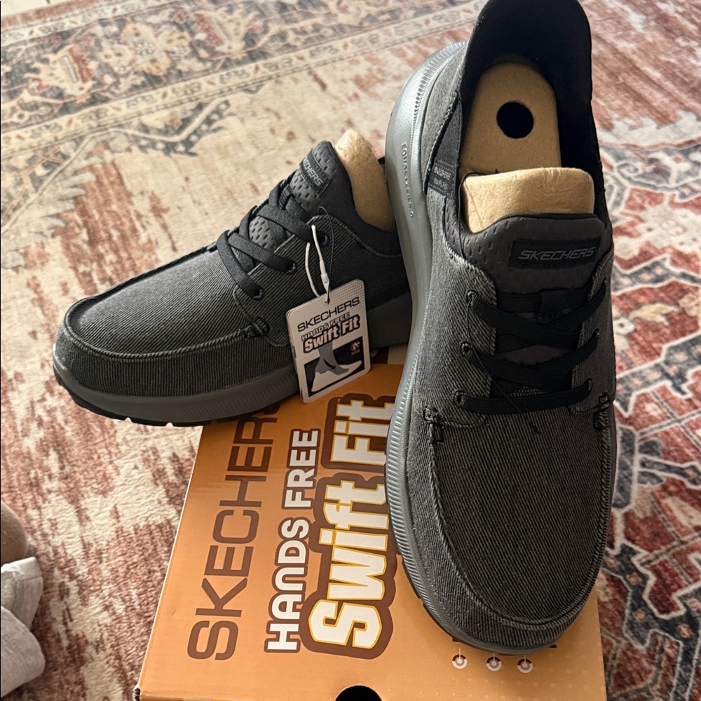Skechers Men’s Charcoal Gray Canvas Swift-Fit Sneakers